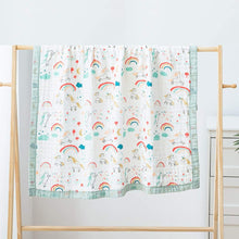 Load image into Gallery viewer, Unicorn & Rainbow Muslin Baby Girl Blanket